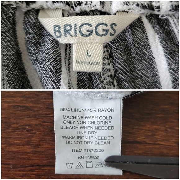 Briggs Women’s Linen Blend Wide Leg Pull-On Pants Grey/White Stripe Size L - Picture 4 of 9